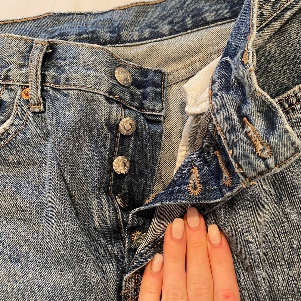 Topshop High Waisted Distressed Blue Jeans - Picture 5 of 9